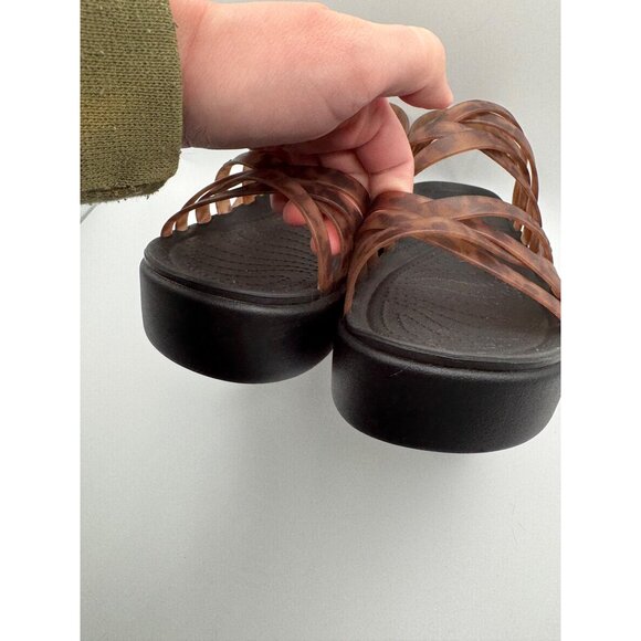 Crocs Brooklyn Tortoise Strappy Wedge Platform Sandals Women's Size 8 - Picture 9 of 11